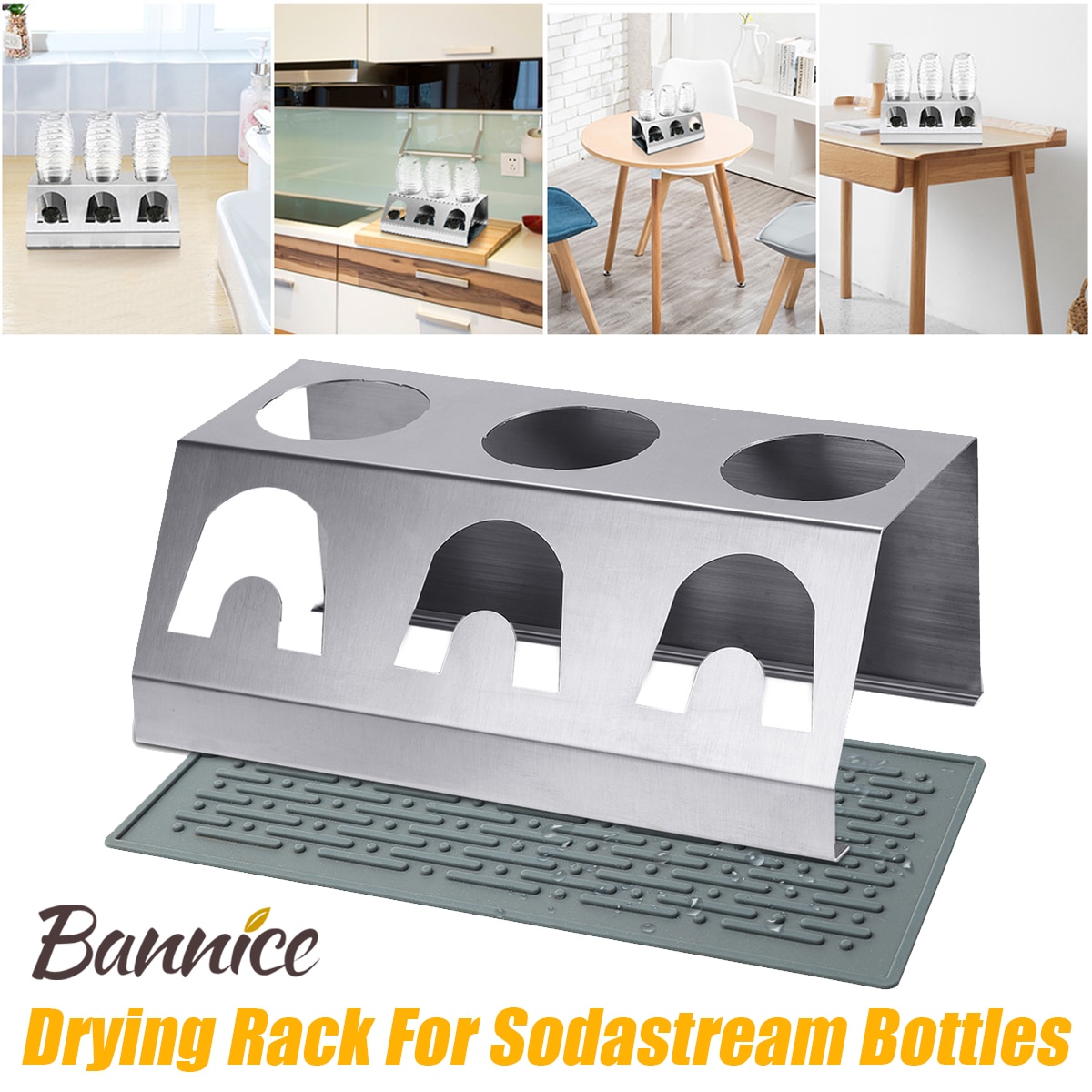 3 löcher Edelstahl Flasche Halfter Tasse Halfter Abtropffläche Für Sodastream Kristall Flaschen Baby Flasche Ablauf Trocknen Gestelle