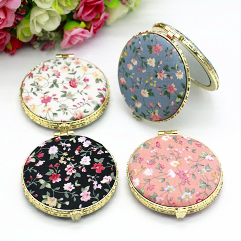1 pc Mini retro machen-hoch Spiegel machen-hoch Kompakte Tasche Blume Tuch Spiegel Für Frauen Ladys