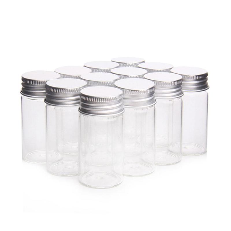 Mini Klarglas Flaschen Fläschchen Aluminium Kappe Winzigen Glas Flasche Snack Zucker Lagerung Container Hochzeit Party Dekoration Flaschen