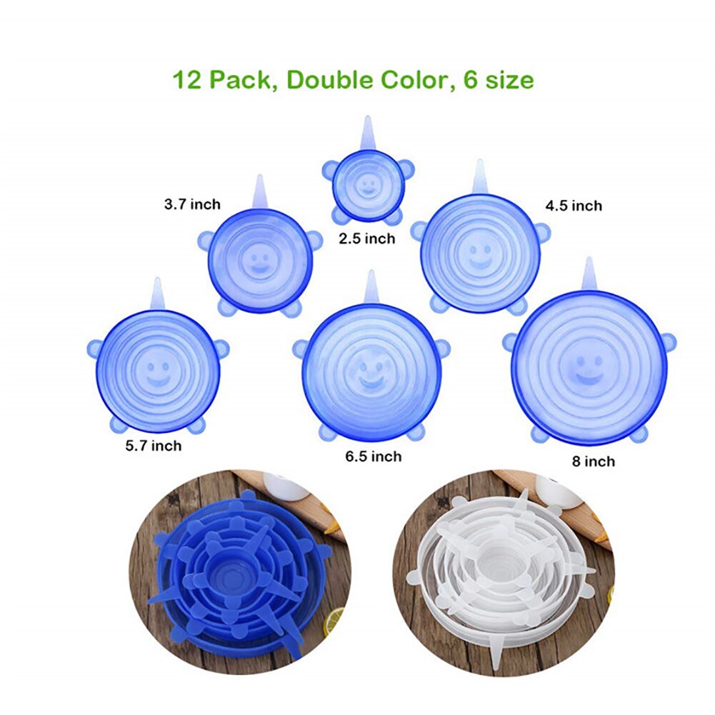 6 Stck Mehrweg Lebensmittel Verpackung Abdeckung Silizium Lebensmittel Frisch-Halten Abdichtung Kappe Vakuum strecken Silikon Deckel Küche Silikon Abdeckung
