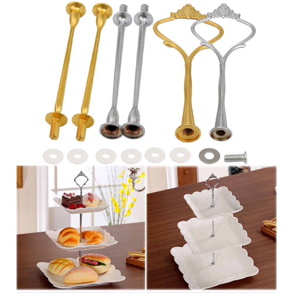 3 Ebene Kuchen Platte Stehen (Platte Nicht Enthalten) griff Krone passend zu Metall Hochzeit Party Silber/Goldene Hochzeit Nachspeisen Kuchen Stehen
