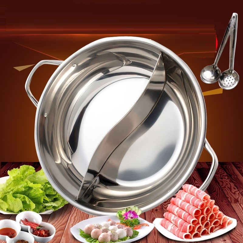 32cm edelstahl Fondue Suppe Topf Kochen topf Kasserolle Utensil 5 liter inox heißer topf 2Netz suppe 2 lange löffel