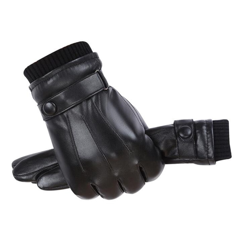 Männer Winter Warme Wasserdichte Handschuhe Männer PU Leder Handschuhe Vlies Futter Handschoenen Handschuhe für berühren Bildschirm Guantes