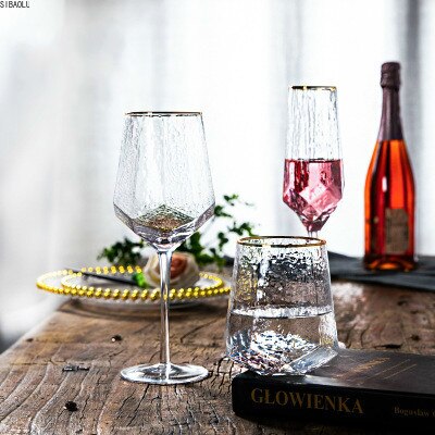 ColorfulCreative Glas Wein Gläser Hause Gehämmert Becher Rotwein Glas Diamant Champagner Glas Wein Gläser