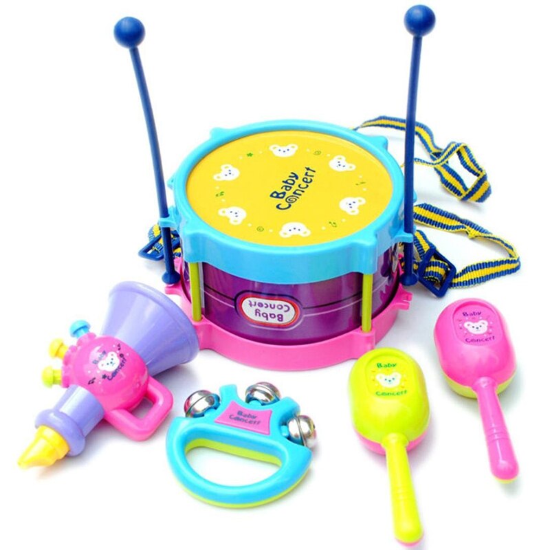 5 stücke Mehrfarbig Pädagogisches Baby freundlicher Trommel Musical Instrumente Band Bausatz freundlicher Spielzeug Baby freundlicher einstellen