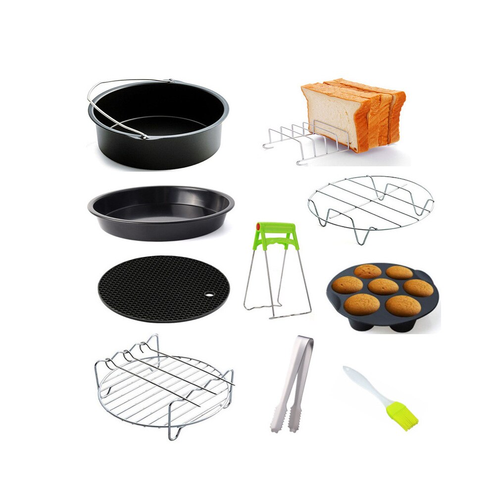 10 Stck Luft Friteuse Zubehör Topf 6/7/8 Zoll Für Airfryer 3,2 QT-5,8 QT Backen Korb Pizza Platte Grill topf Küche Zubehör