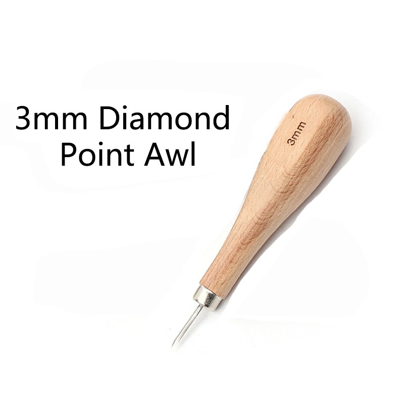 LMDZ 1Pc 3mm Holz Farbe Leder Diamant Punkt Ahle, Leder NäHenne und NäHenne Werkzeug, leder handgefertigt DIY für Anfänger