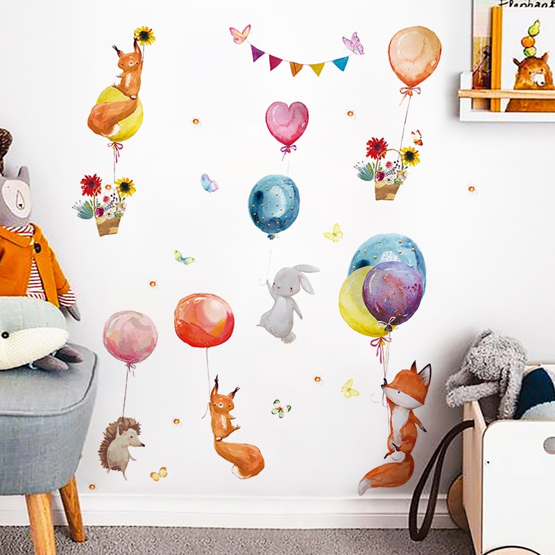 Karikatur Tiere ballon Zauberstab aufkleber Baby freundlicher Zimmer Heimat dekoration wandbild schlafzimmer abnehmbare tapete schlafzimmer Kindergarten aufkleber