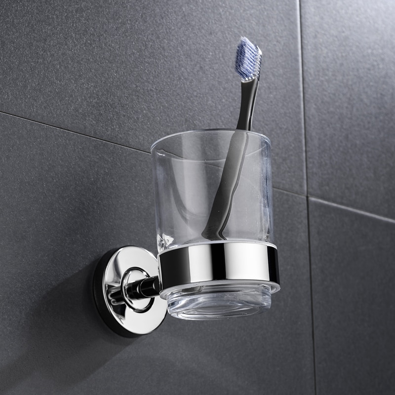 SUS 304 Edelstahl Zahnbürste Zahn Tasse Halfter mit Glas Tasse Zauberstab Montiert Schlecht Einzigen Tasse Gestell Toilette Zubehör