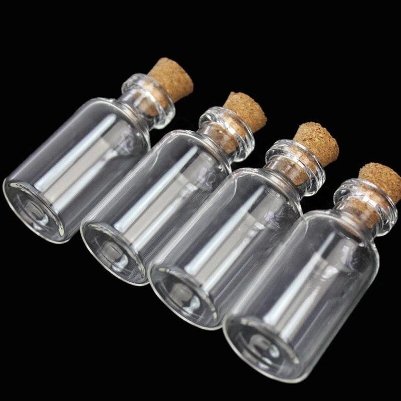 10 stücke Mini Kleine Glas Flaschen Verbund Kork Stopper DIY Lagerung Flasche ziehen Rohr Flasche Miniatur Glas Flaschen