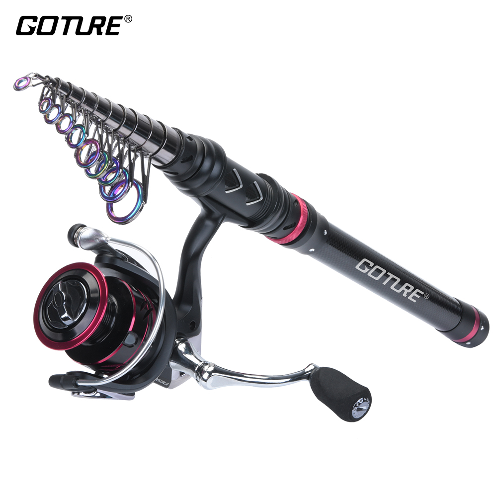 Goture AQUILA Teleskop Angelrute Combo Meer Stange + Lange Gießen Angeln Spule hoch Kohlenstoff Licht Karpfen Angeln Zubringer Stange einstellen