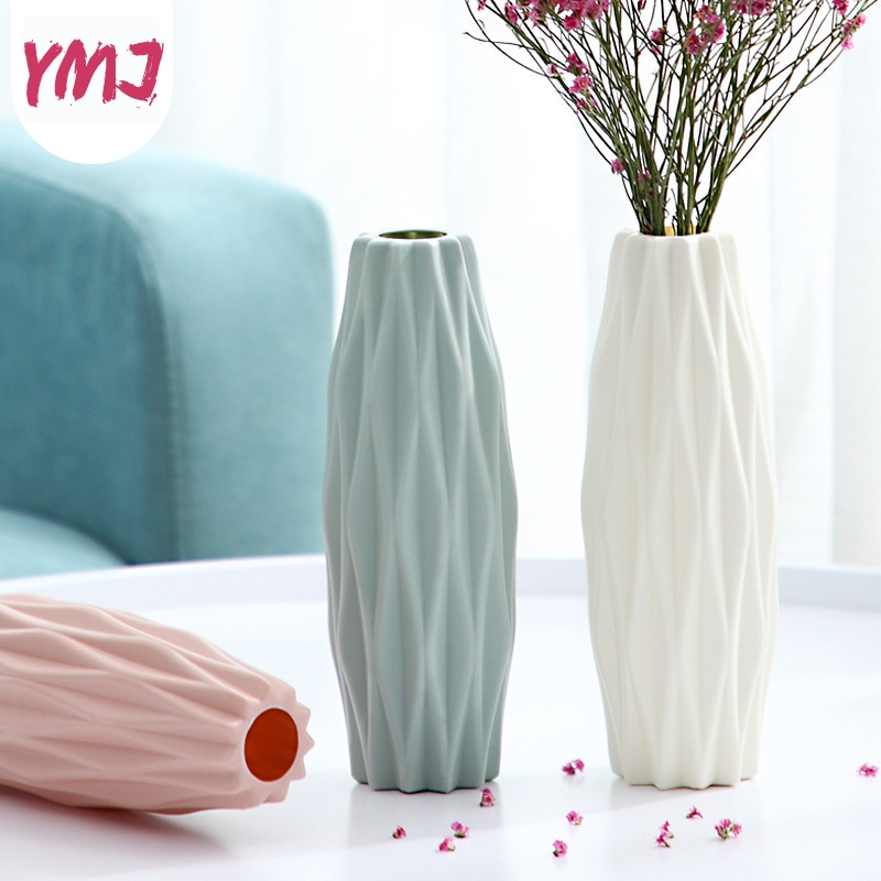Kunststoff Vase Nachahmung Keramik Milchig Weiß Blumentopf Anordnung Blume Korb Blume Vase Dekoration Heimat nordisch Dekoration