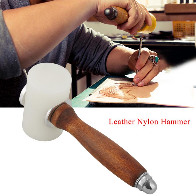 T bilden Leder Carving Hammer Holz Griff Leder Carving Werkzeug Nylon Leder Carving Hammer Handwerk Werkzeug