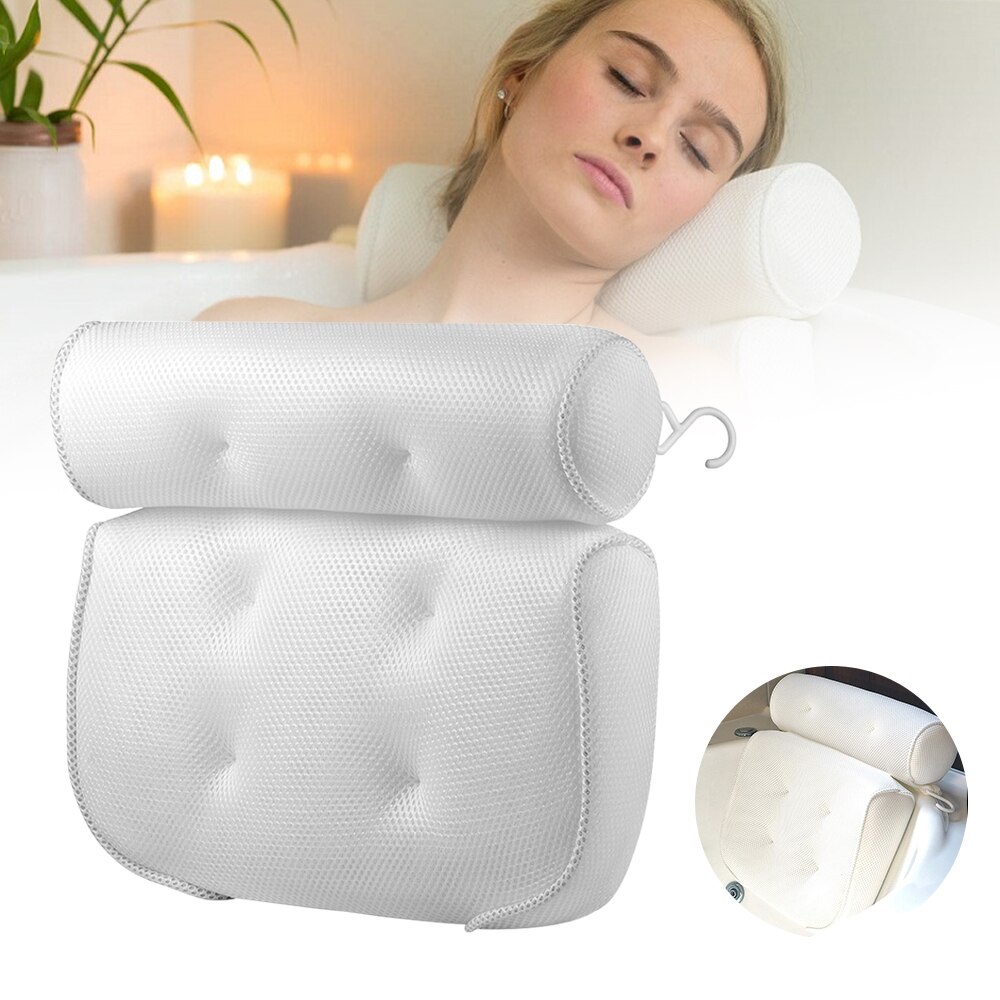 3D Gittergewebe Spa badewanne kissen mit saugnapf Nacken und zurück unterstützung Schlecht zubehör wasserdicht Spa kopf kissen Schlecht kissen