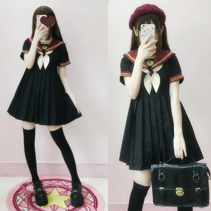 Japanischen Hochschule stil süße lolita kleid Schüler jk Uniform stickerei Marine kragen viktorianischen kleid kawaii mädchen gotisch lolita op
