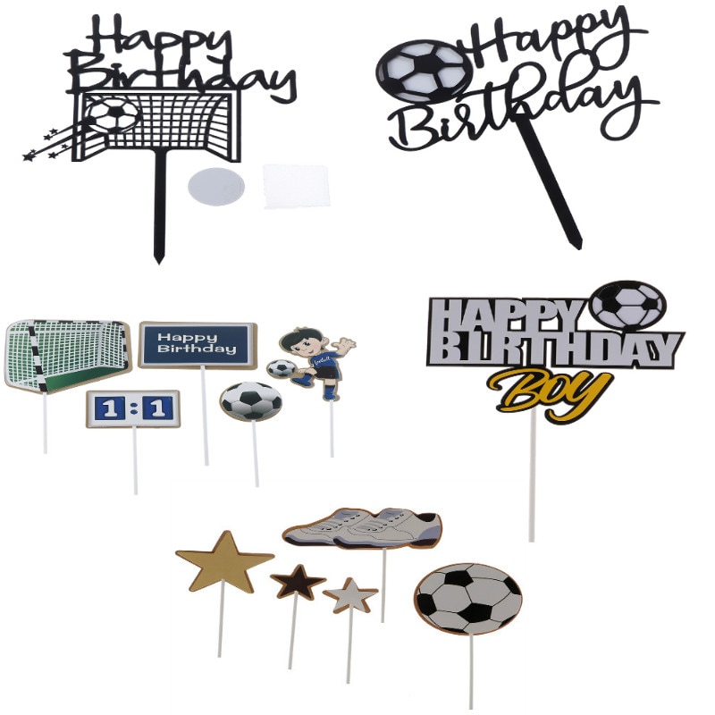 FußBall Acryl Kuchen Deckel Neuheit FußBall Glücklich Geburtstag Kuchen Deckel Für Jungen Geburtstag Sport Partei Kuchen Dekorationen