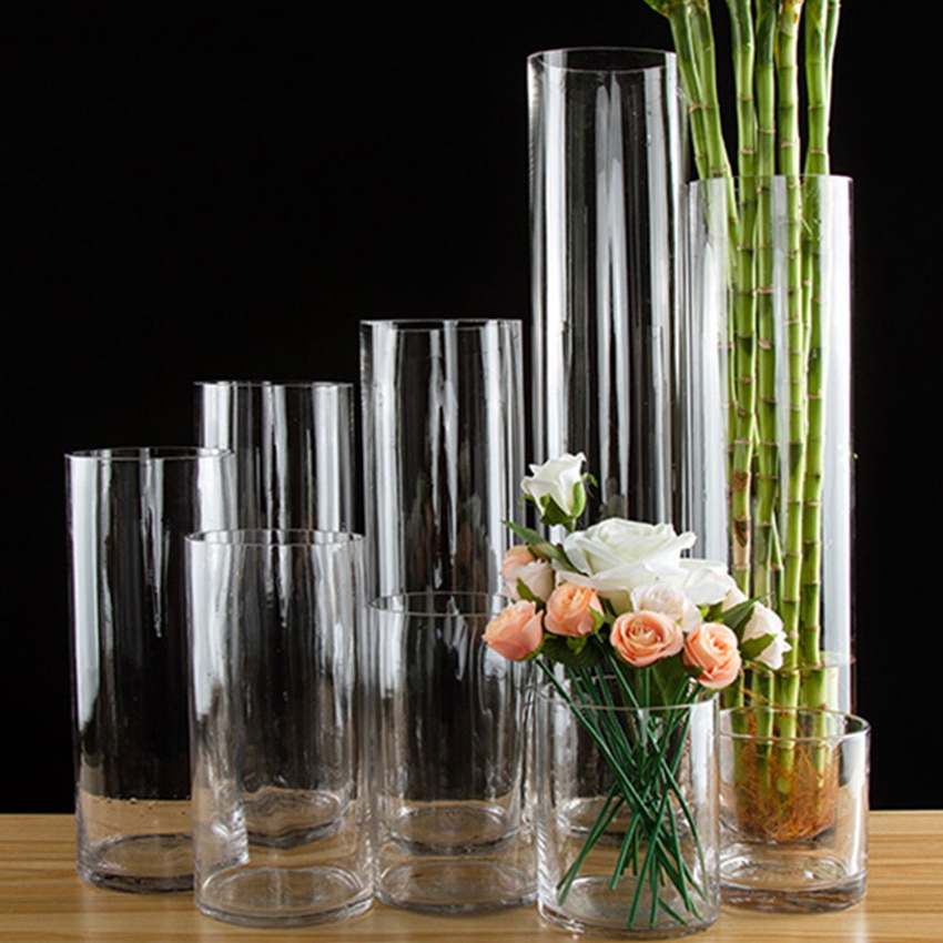 Einfache Gerade Transparente Glas Vase Hydrokultur Blume Implementieren Anlage Vase Hause Dekoration Tabletop Vase Hochzeit Dekoration