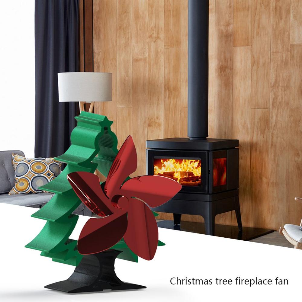 Weihnachten 5-Klinge Kamin Fan Europäischen Stil Einfache Tragbare Weihnachten Baum Kamin Fan Energiesparende Angetrieben Thermische Energie