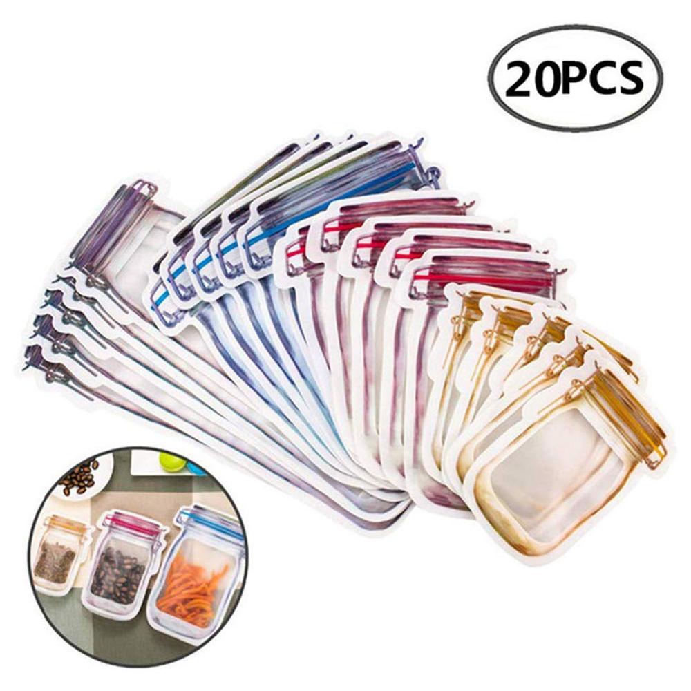 Reißverschluss Mason Krug Flaschen Taschen Wiederverwendbare Frische Lebensmittel Snacks Dichtung Lagerung Organizer Lebensmittel Tasche Tasche Tragbare Deckel Organizer
