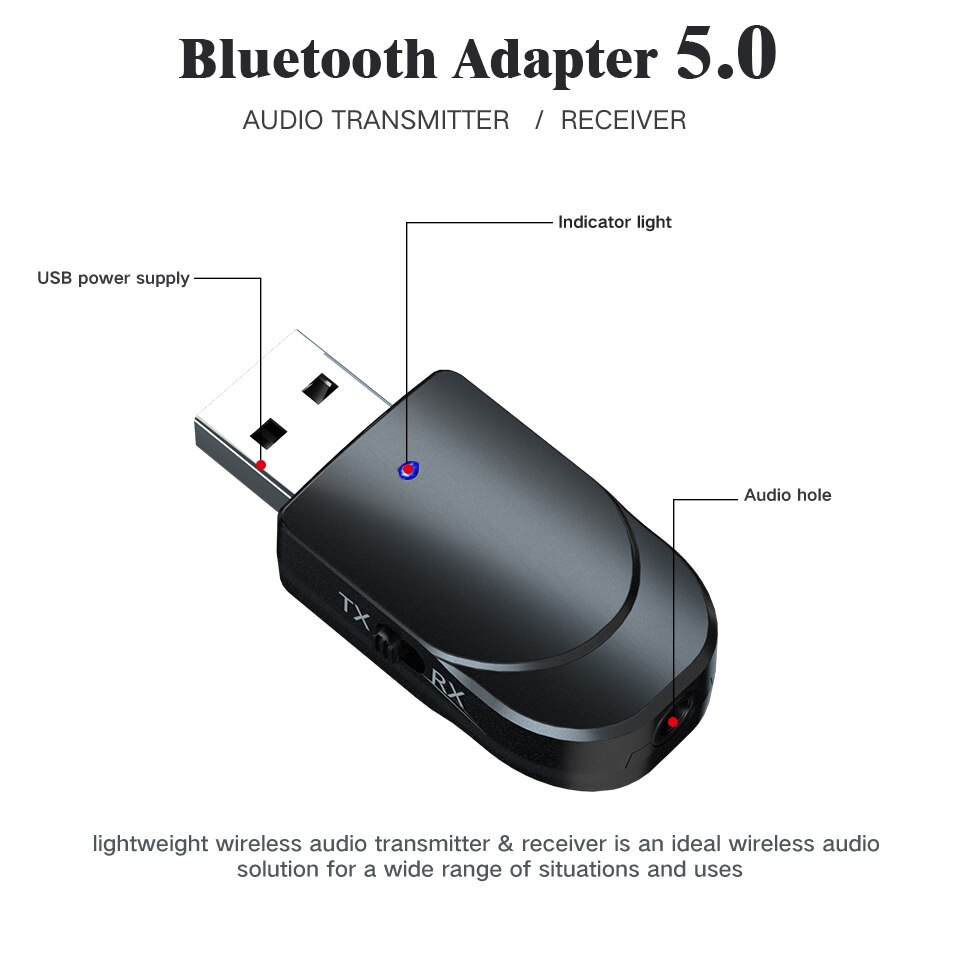Bluetooth 5,0 Dongle Adapter USB kabellos Bluetooth Musik Empfänger Bluetooth Sender Adapter für PC Heimat TV für Auto Lautsprecher
