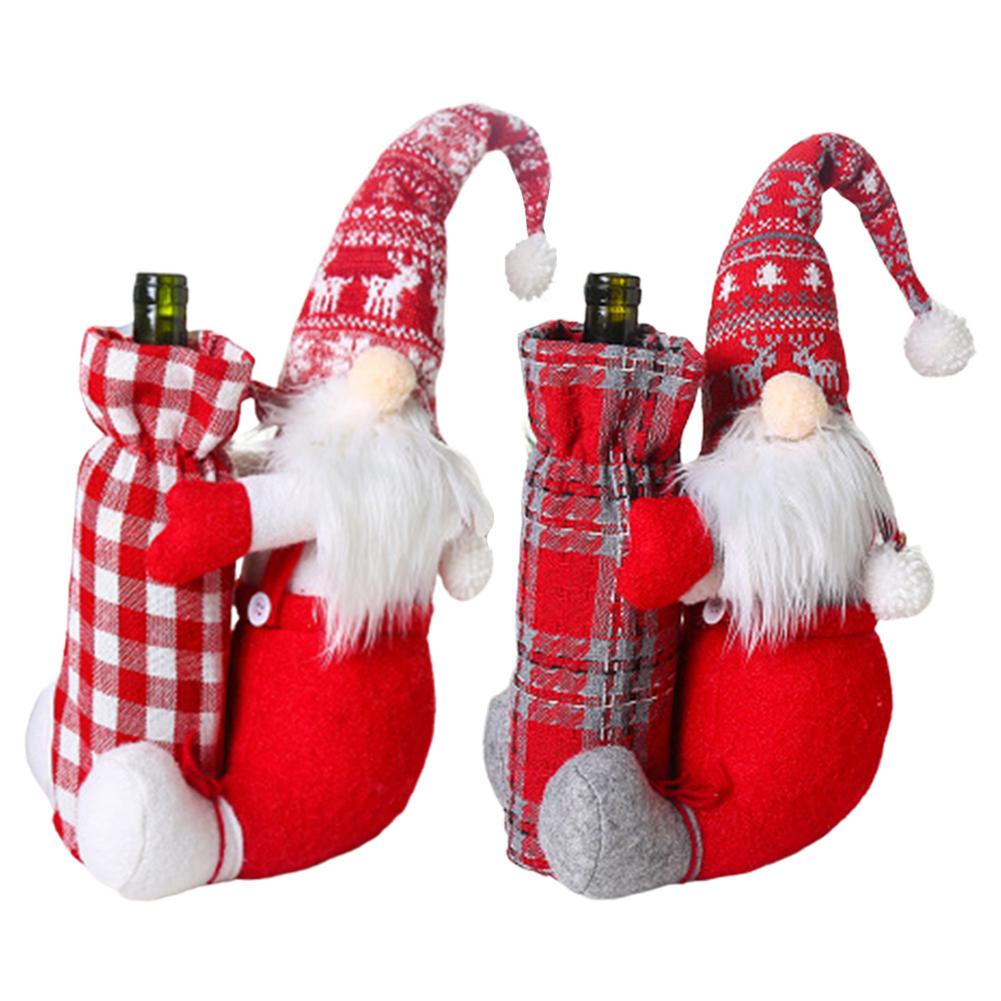 Weihnachten Wein Flasche Abdeckung Santa Claus Gnom Wein Flasche wickeln Champagner Flasche Abdeckung Weihnachten Dekorationen Für Haus