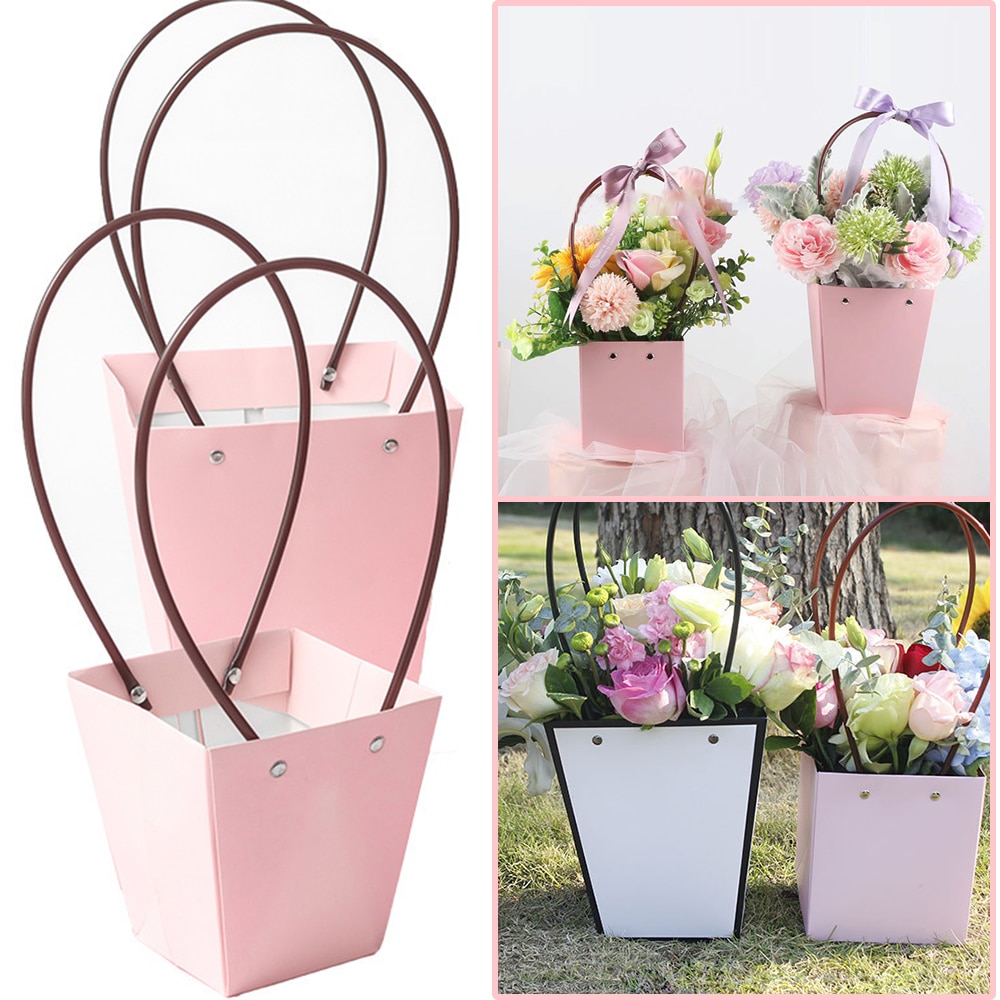 Tragbare Blume Kasten Papier Rechteckigen Blume Anordnung Kasten Blume Verpackung Kasten Kraft Papier Blume Tote Tasche Tasche