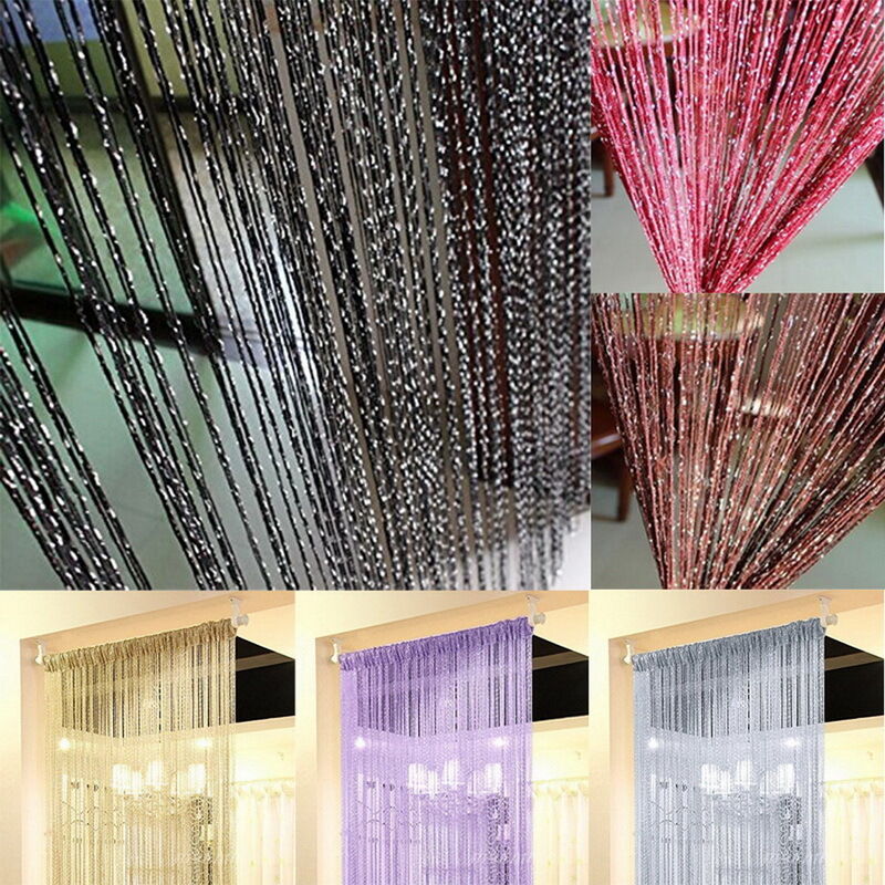 Luxus Glas Vorhang 200x 100cm Blitz Linie Helle Quaste Tür Vorhang Fenster Teiler Haus Dekoration Vorhänge