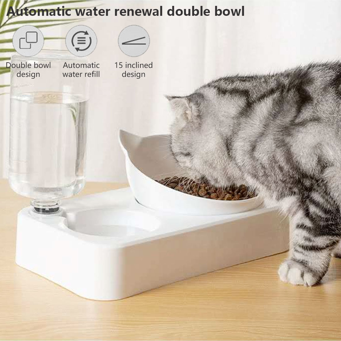 Doppel Schüssel Trinken Angehoben Stand Gericht Schalen mit Haustier Liefert Haustier Schüssel Automatische Zubringer Katzenfutter Schüssel Doppel Wasser Spender