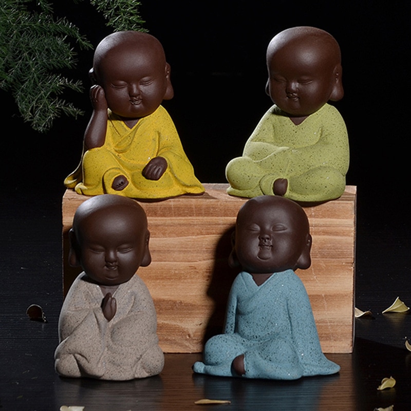 Chinesischen Stil Handgemachte Lila Tonne Buddha Tee Haustier Kleine Mönch Dekoration Tee Haustier Ornament Dekorative für Kung-Fu Tee Tablett ZH554