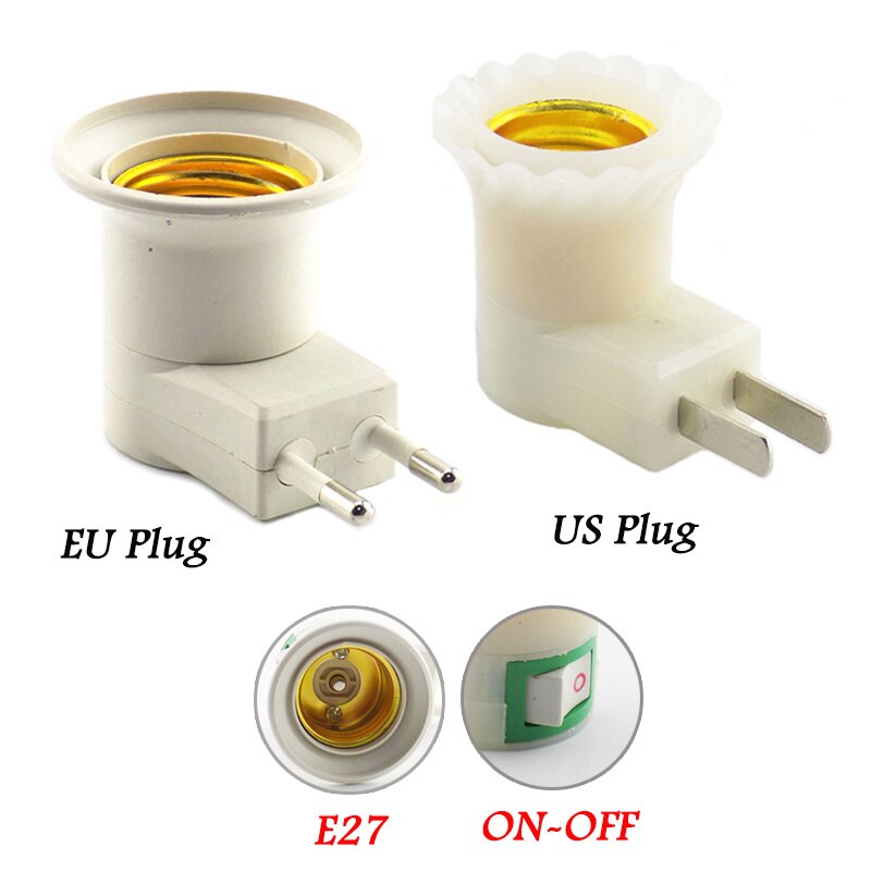 LED Lampe E27 Basis Halfter Konverter EU/UNS Stecker Buchse Für Lampe Licht Adapter Mit AUF/aus Geschmack Schalter AC Energie 110 V-220 V