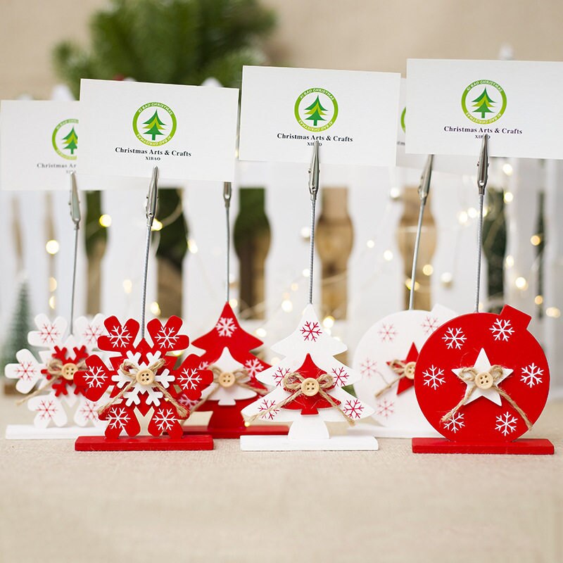 Coloffice Nette Weihnachten Holz Hinweis Clip Visitenkarte Halfter Foto Ordner Büro & Schule Liefert zu freundlicher 6*14 cm 1 stück