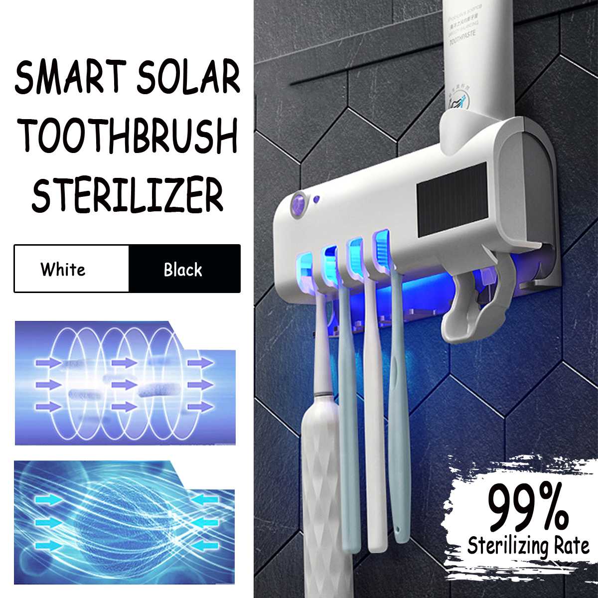 3 in 1 UV-Licht Uv Zahnbürste Sterilisator Zahnbürste Halfter Automatische Zahnpasta Orangenpressen Spender Startseite Schlecht einstellen
