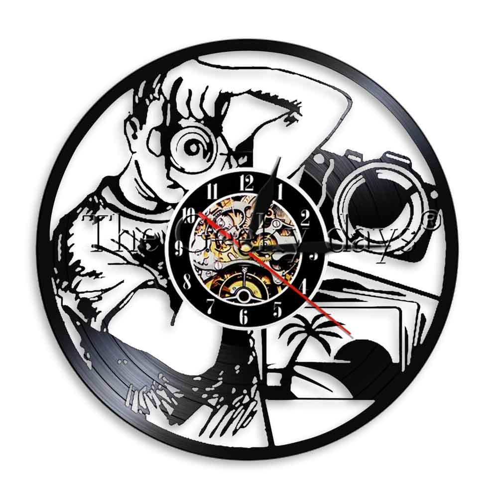 Nehmen Foto Wanduhr Vinyl Uhr LP Zeit Uhr Foto Hobby LED Licht Zeitmesser Wohnkultur Für Fotografen