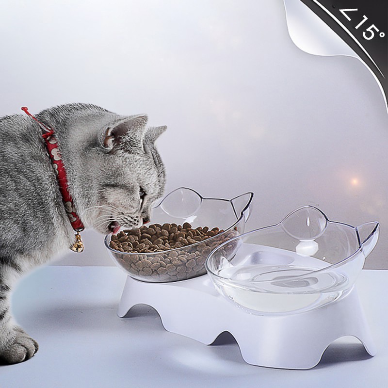 Haustier Katze Schüssel Mit Stand Nicht-Unterhose Dual-Neigung transparent Katzen Zubringer Wasser Lebensmittel Spender Trinken Haustiere schüssel Für Hunde Katzen