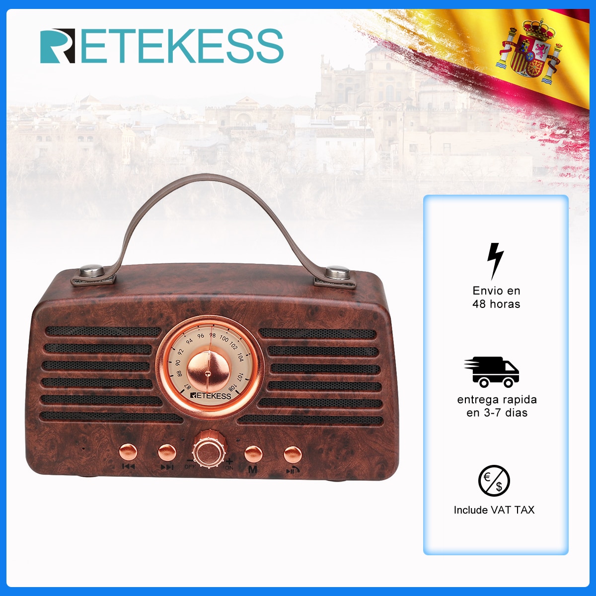 Retekess TR607 Klassische retro FM Radio Empfänger Tragbare Dekoration MP3 Radio Stereo Bluetooth Lautsprecher AUX USB Aufladbare
