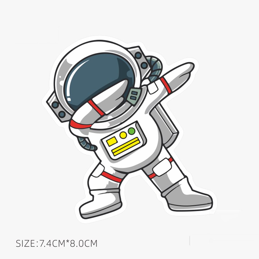 Karikatur Kosmonaut aufbringen Aufkleber Wasserdicht Aufkleber für Notizbücher, Koffer, Handys Dekorative aufkleber 7.4*8,0 cm