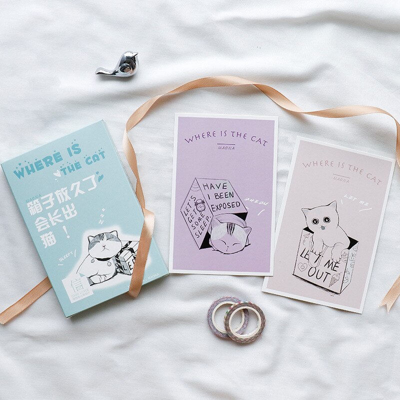 30 blätter/einstellen Wo Ist sterben Katze Postkarte/Gruß Karte/Nachricht Karte/Geburtstag knapp Umschlag karte