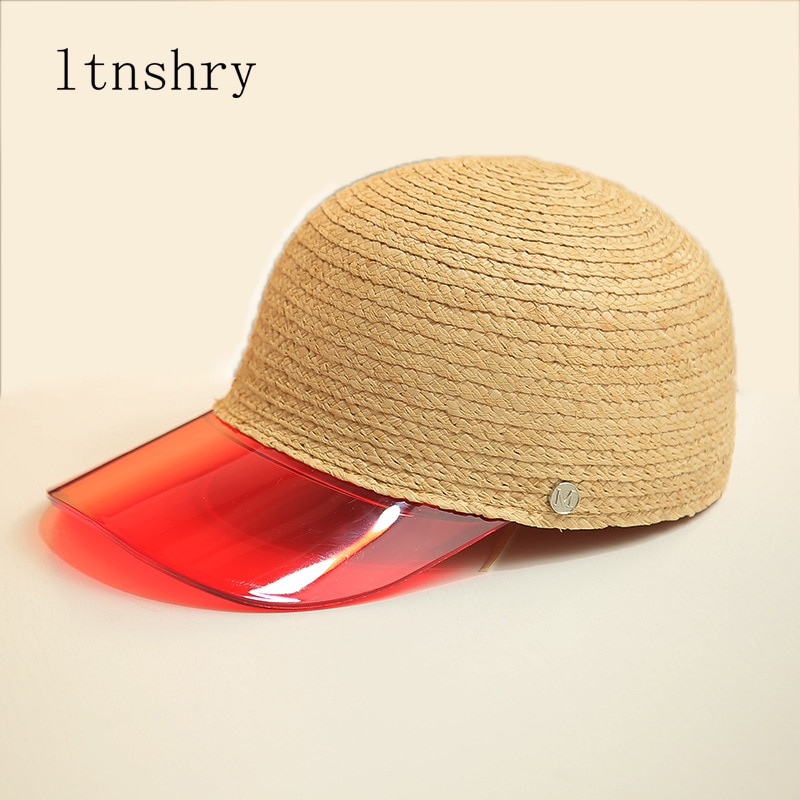 handgemachte stroh sonne Hütte frauen kappe Patchwork transparent pvc Reit kappe männer frauen freizeit Sonnenschutz visiere Hütte