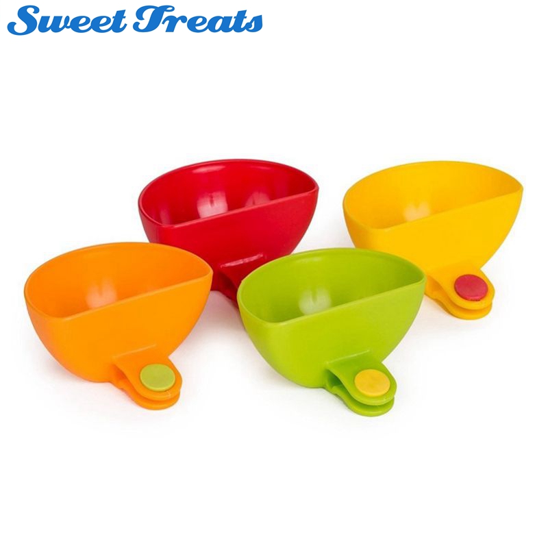 Sweettreats einstellen von 4, sortiert tauchen Clips Platte Greifen Clip-auf tauchen Halfter Tomaten Soße Salz Essig Geschmack Gewürze Platte Schüssel Cont