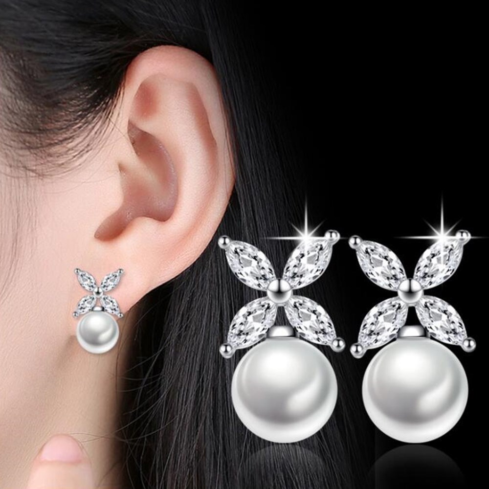 NEHZY 925 Sterling silber neue schmuck ohrringe retro perle blume zirkonia silber farbe ohrringe
