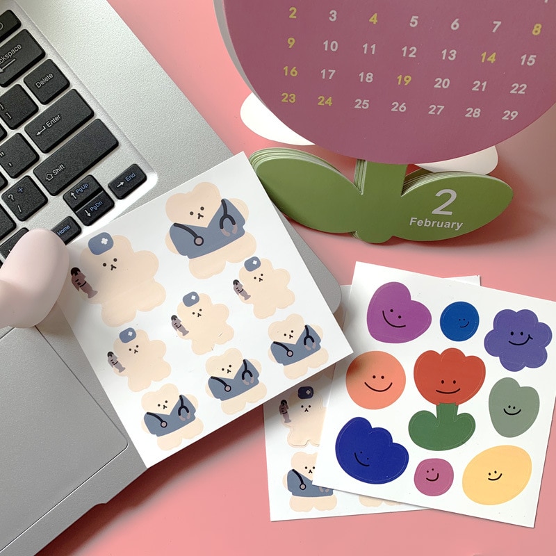 Koreanische krankenschwester Weiche zucker bär bunte blume aufkleber DIY sammelalbum Glücklich planer tagebuch fotoalbum schreibwaren dekoration aufkleber