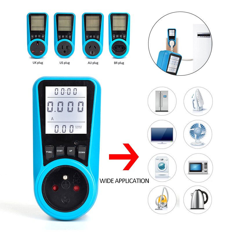 AU/BR/EU/uns/UK Stecker Automatische Kwh Netzschalter Digital Spannung Wattmeter Energie Analyzer Elektronische Energie Meter Energie Meter