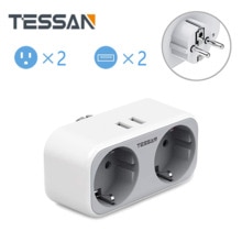 TESSAN EU Energie Streifen Buchse mit 2 AC Verkaufsstellen 2 USB PortsTravel Energie Streifen EU stecker Überlast schutz Verlängerung Steckdosen