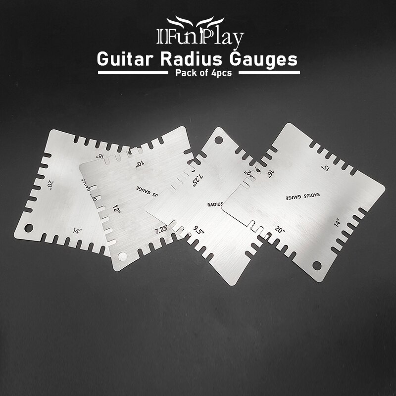 4 stücke Gitarre Bordstein Radius Lehren für Sauerei Griffbrett Radius Gitarre Nacken Griffbrett Herrscher