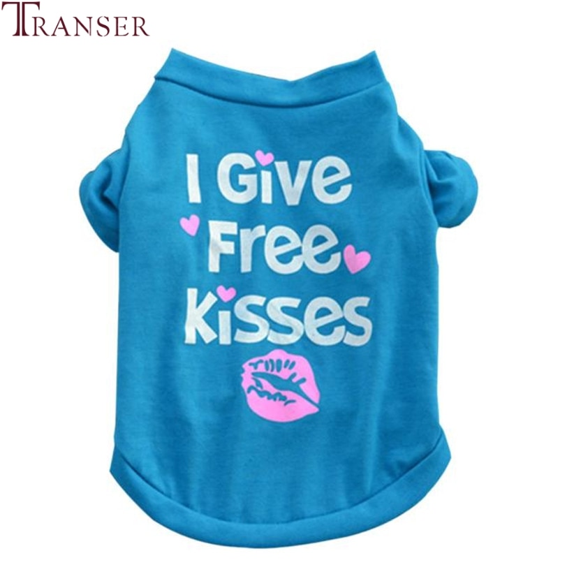 Transer Haustier Hund Kleidung ICH Geben Freies Küsse Blau Haustier Hemd Hund Sommer Kleidung 71102