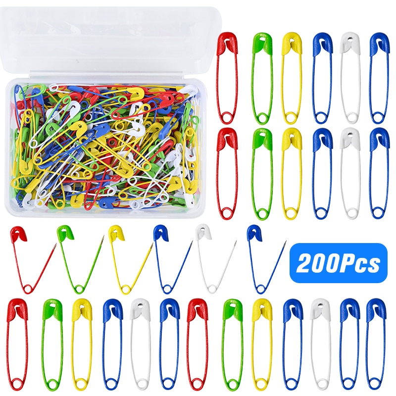 LMDZ 200Stck Sicherheit Stifte, Bunte Gemalte Sicherheit Stifte, große Sicherheit Stifte für Kunst Handwerk NäHenne Schmuck Machen mit Lagerung Kasten