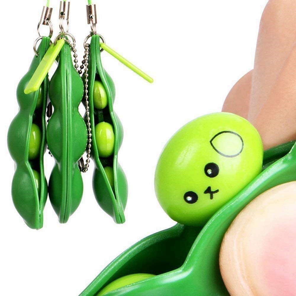Dekompression Edamame Spielzeug Squishy quetschen Erbsen Bohnen Keychain Anti betonen Erwachsene Gummi Jungen Weihnachten Pop Es zappeln betonen Spielzeug