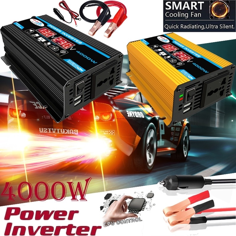 Spitzen Energie 4000W DC 12V ZU AC110/220 V Solar- Energie Wandler Dual USB Spannung Anzeige Auto Wandler Haushalt draussen