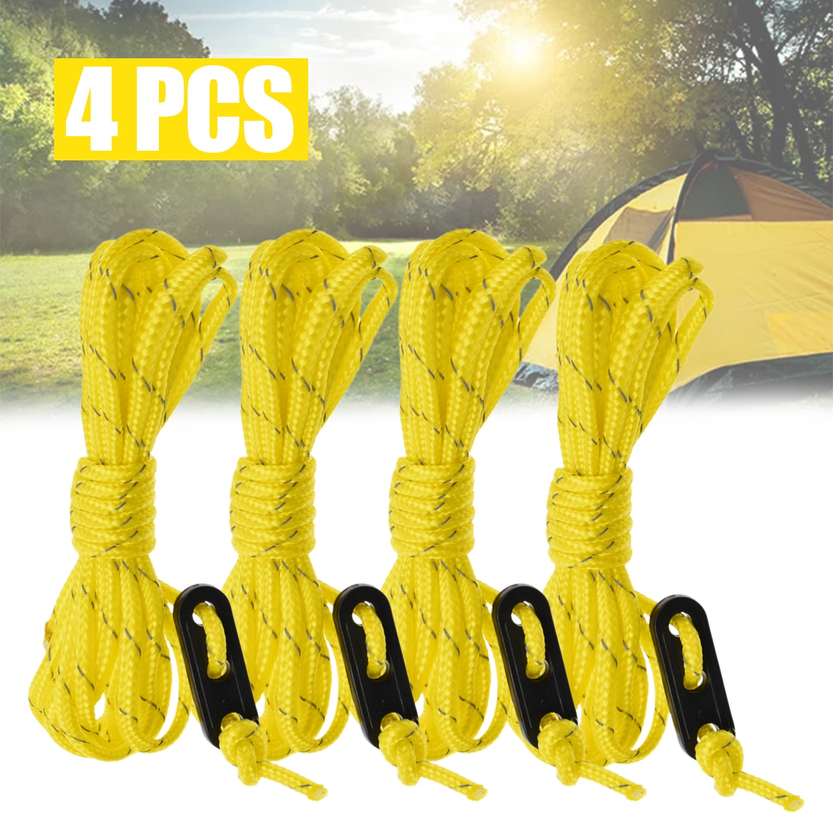4 stücke Multifunktions Zelt Seil Zelt Zubehör draussen Sport Camping Wandern 233cm dauerhaft Polypropylen Seil Mayitr