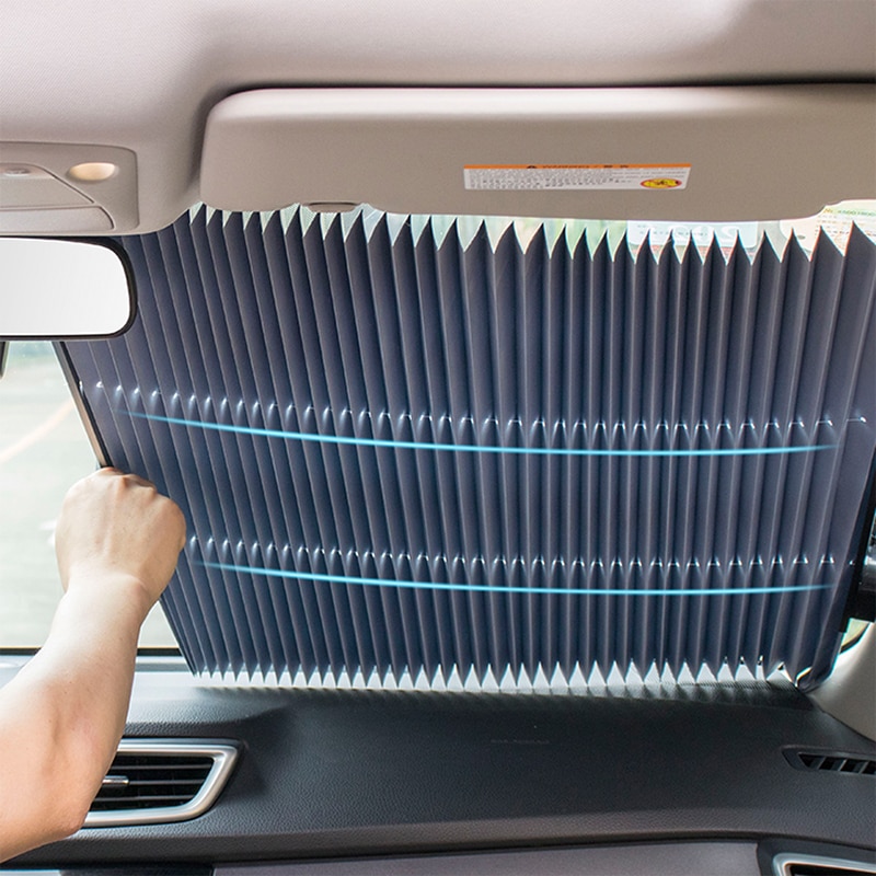 Auto Sonnenschutz Block Anti-Uv Auto Fenster Sonnenschirm Versenkbare Faltbare Windschutzscheibe Sonnenschirm Abdeckung Schild Vorhang Auto Zubehör